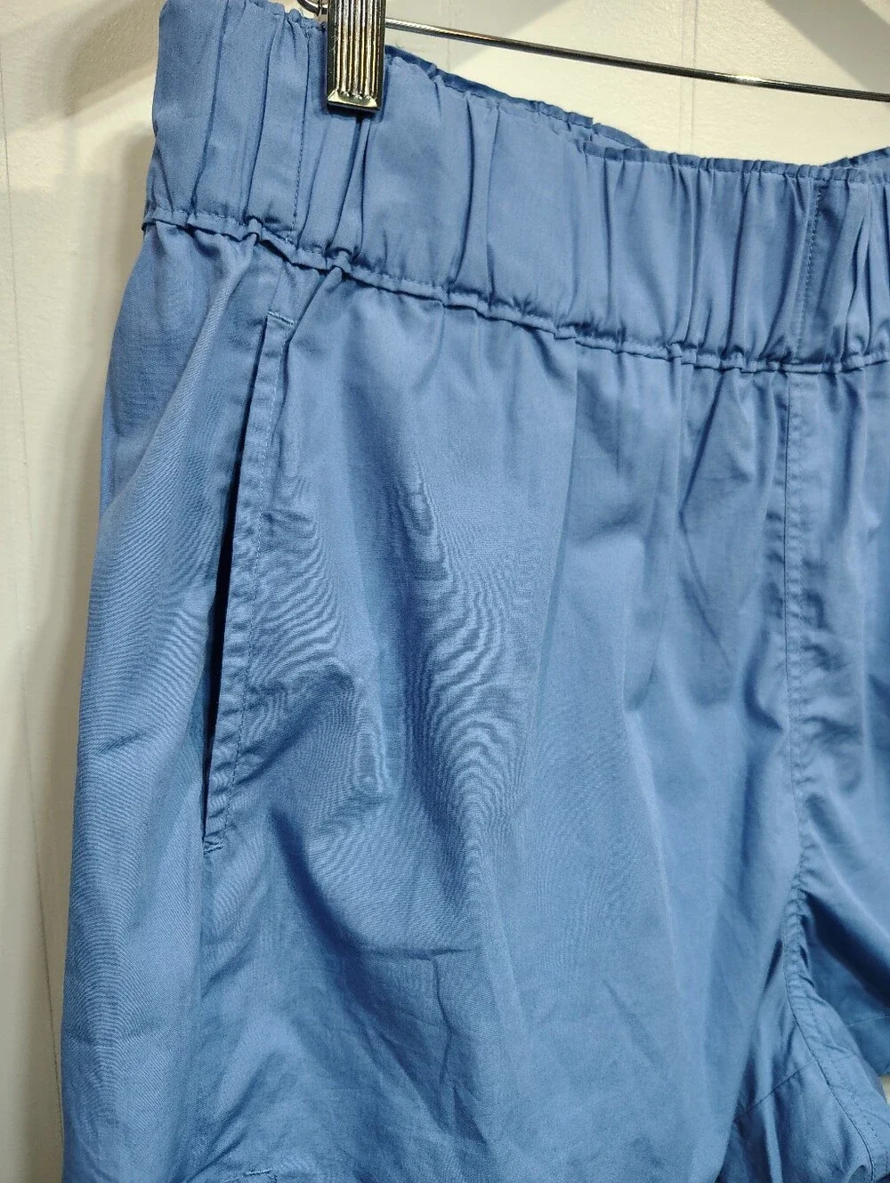 Quince 100% Organic Cotton Poplin Shorts Blue Large L Elastic Waist